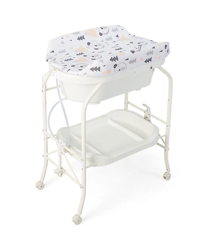 Folding Baby Changing Table with Bathtub and 4 Universal Wheels