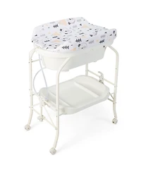 Folding Baby Changing Table with Bathtub and 4 Universal Wheels