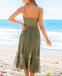 Cupshe Women's Fluttering Ruffle Green Midi Beach Dress