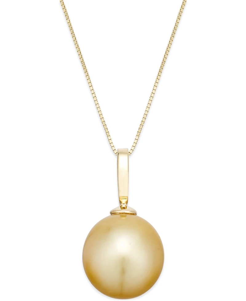 Cultured Golden South Sea Pearl Pendant Necklace (12mm) in 14k Gold