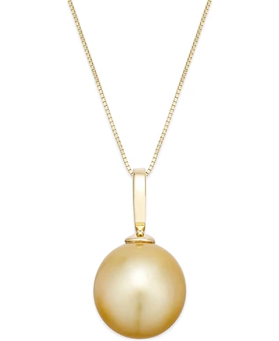 Cultured Golden South Sea Pearl Pendant Necklace (12mm) in 14k Gold