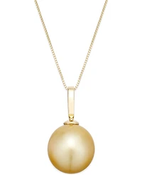 Cultured Golden South Sea Pearl Pendant Necklace (12mm) in 14k Gold