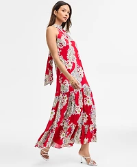 Msk Women's Paisley Floral-Print Tiered Maxi Dress