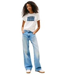 Tommy Jeans Women's Cotton Floral-Flag Graphic T-Shirt