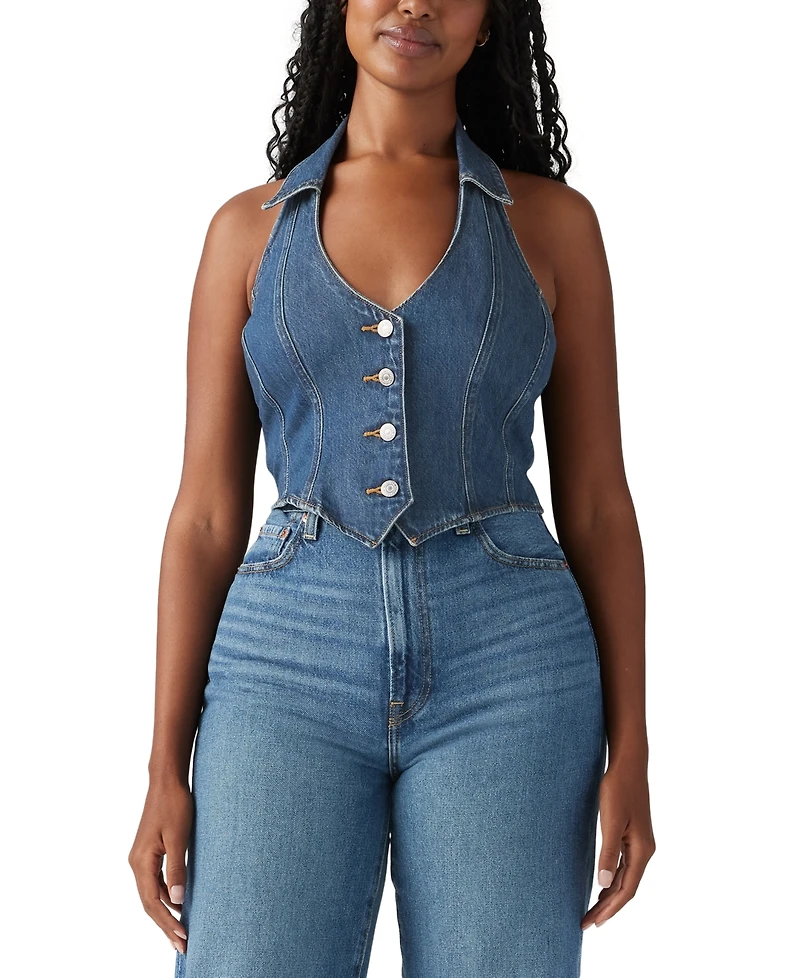 Levi's Women's Bria Cotton Denim Corset Cropped Top
