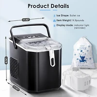 Cowsar 26Lbs Countertop Ice Maker, 9 Cubes 8 Mins, Two ,Self-Cleaning, with Scoop/Basket
