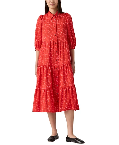 Levi's Women's Cynthia Puff-Sleeve Tiered Midi Dress