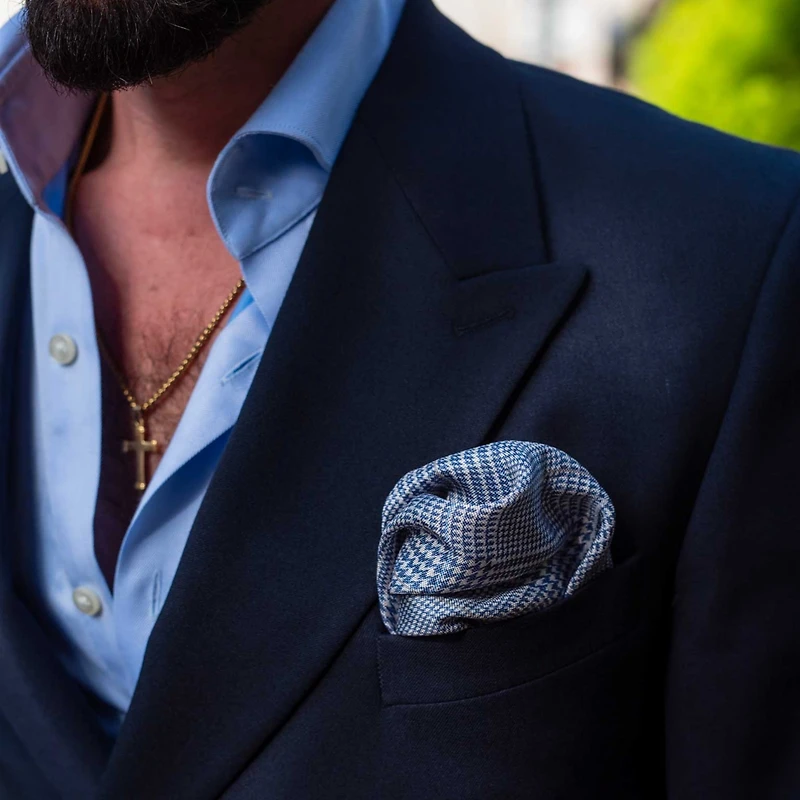 Elizabetta Men's Enzo - Double Sided Silk Pocket Square for Men