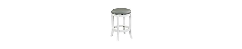 Backless Swivel Counter Stool with Faux Leather and Nailhead Trim