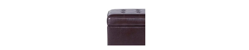 Tufted Leatherette Ottoman – Square Wooden Storage with Lift-Off Lid