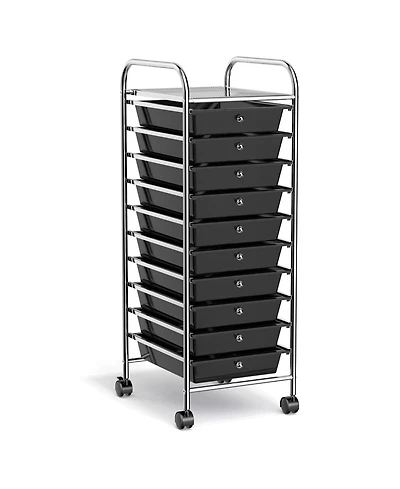 10 Drawer Rolling Storage Cart Organizer with 4 Universal Casters
