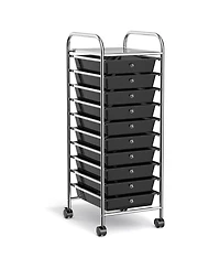 10 Drawer Rolling Storage Cart Organizer with 4 Universal Casters