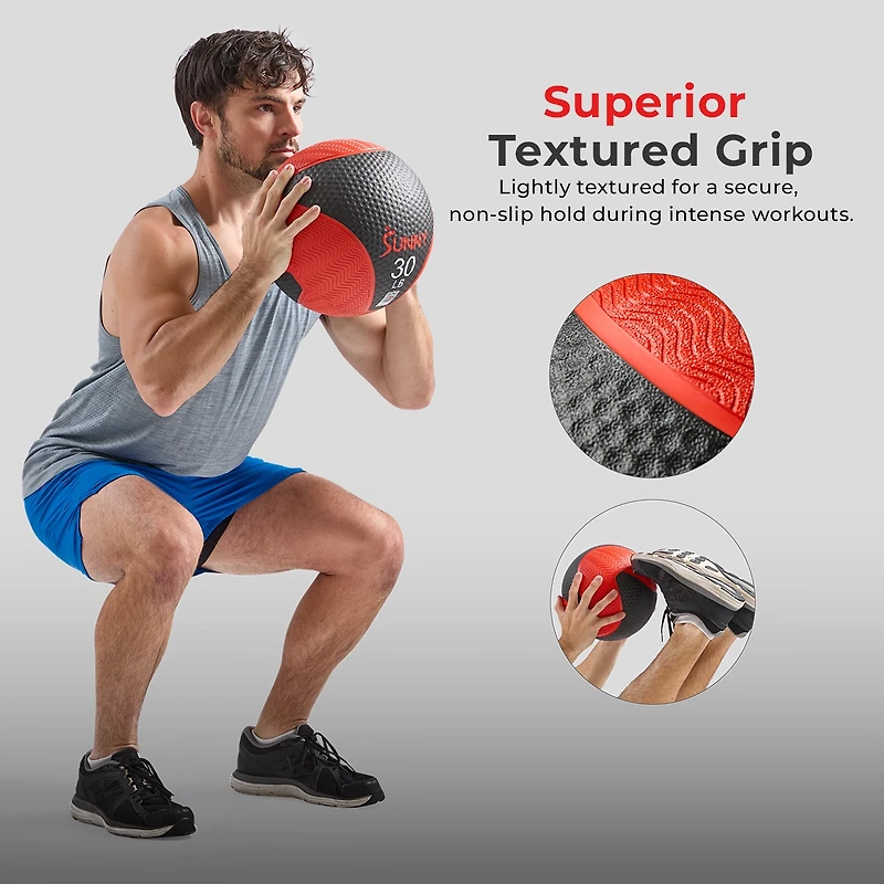 Sunny Health & Fitness Medicine Ball 8LBS, Non-slip Grip