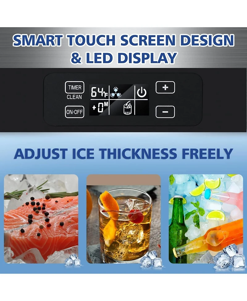 Cowsar,80Lbs Commercial Ice Maker, Stainless Steel, Undercounter/Freestanding, Clear Cube