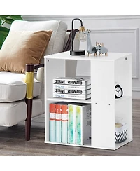 2-Tier Side End Table with Storage Shelves
