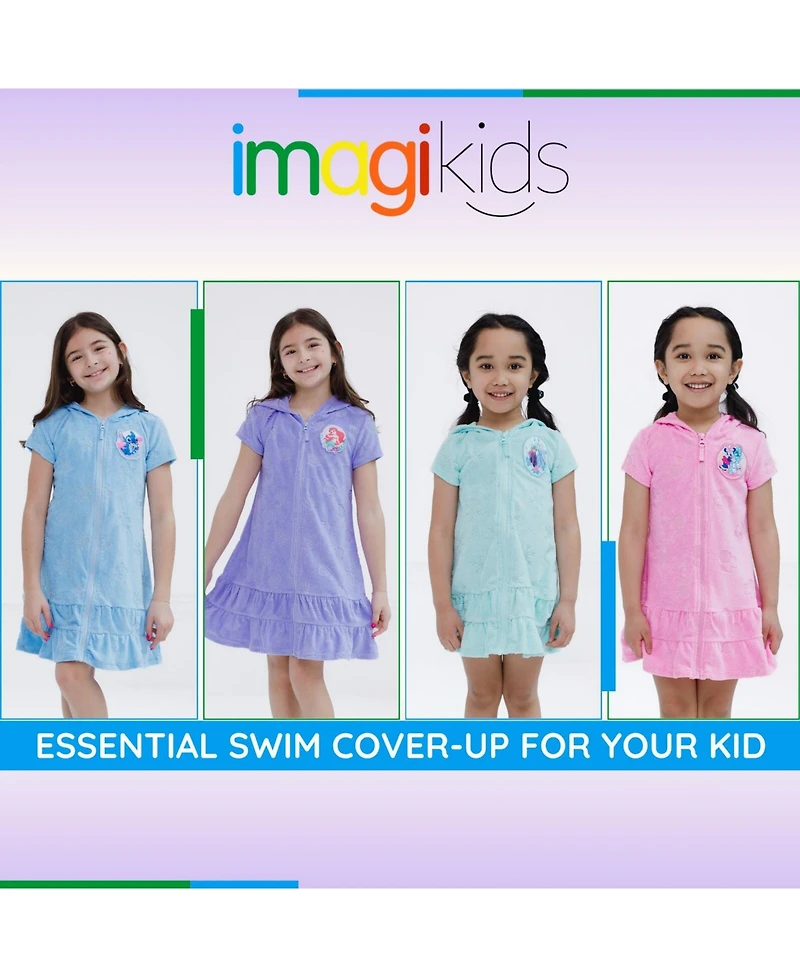 Frozen Girls Loop Terry Cloth Hooded Zip Up Swim Cover