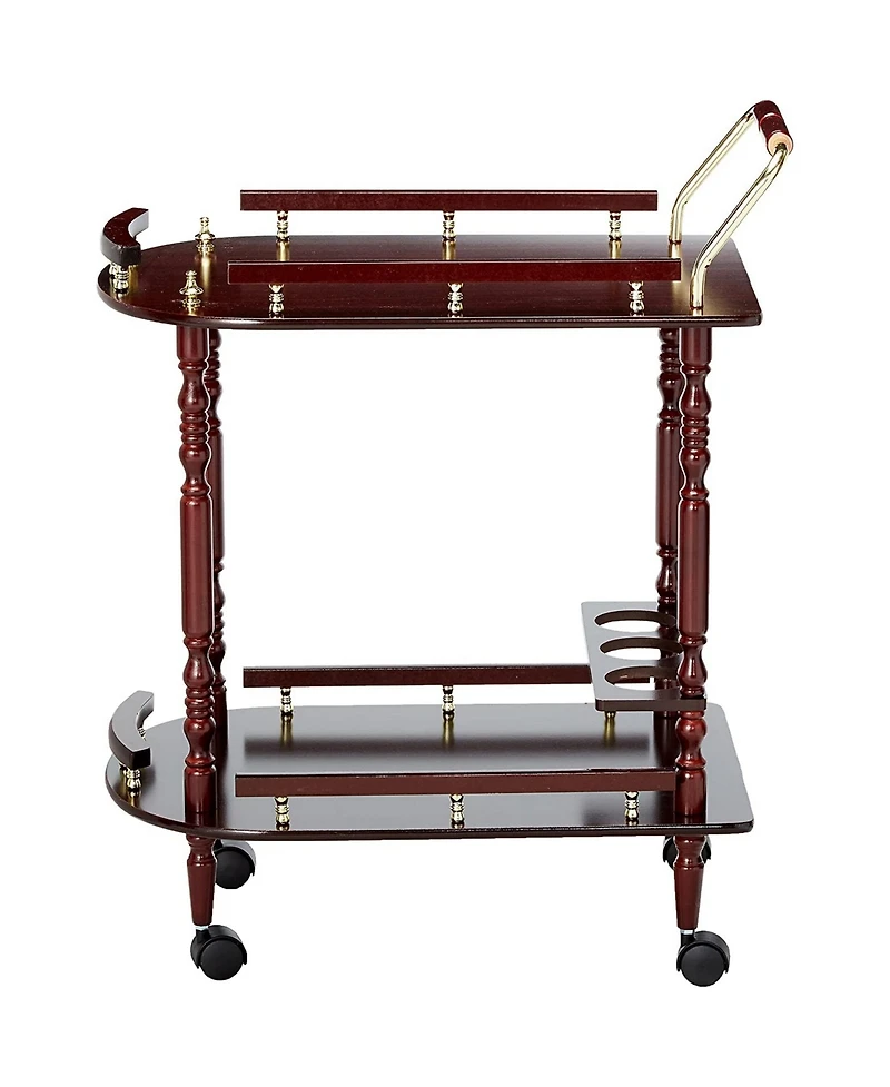 Wooden and Metal 2-Tier Rolling Serving Cart for Home Entertaining