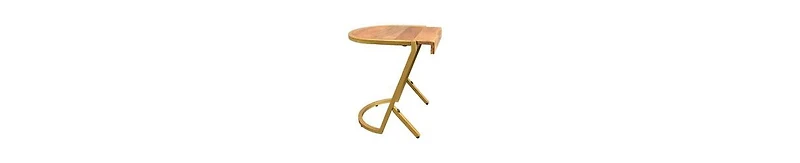 Compact C-Shaped Side Table with Drop-Edge Mango Wood Surface