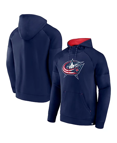 Fanatics Men's Navy Columbus Blue Jackets Iconic Defender Raglan Pullover Hoodie