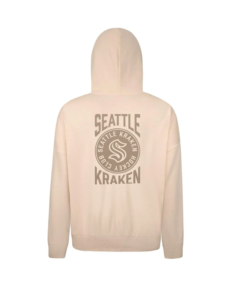 LevelWear Men's Cream Seattle Kraken Contact Stamp Pullover Hoodie