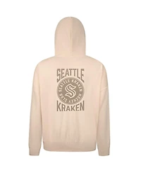 LevelWear Men's Cream Seattle Kraken Contact Stamp Pullover Hoodie