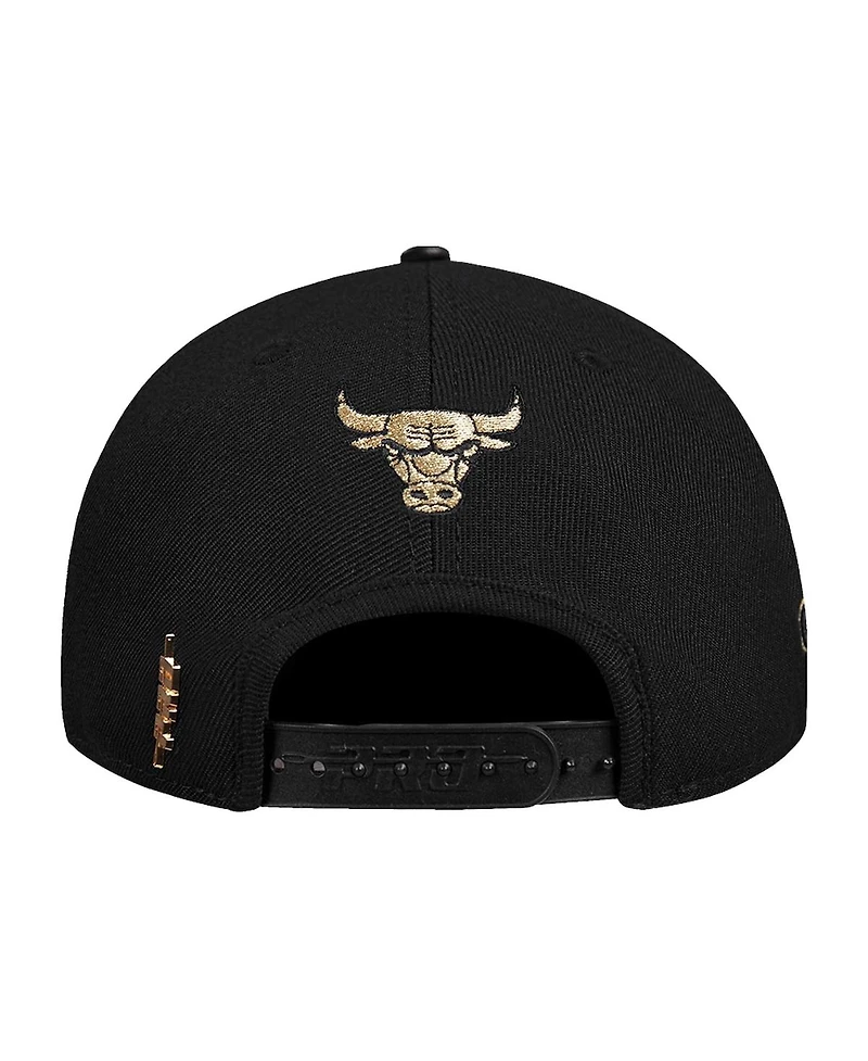 Pro Standard Men's Black Chicago Bulls Metallic Logo Pinch Front Adjustable Hat