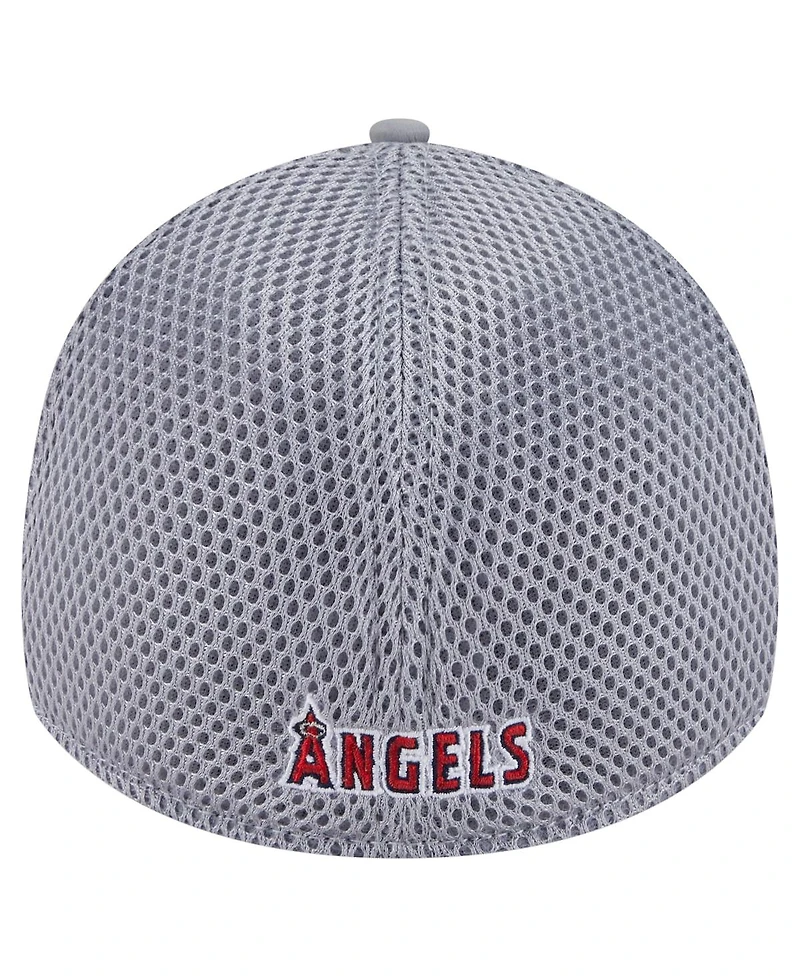 New Era Men's Gray Los Angeles Angels Linear 39Thirty Flex-Fit Hat