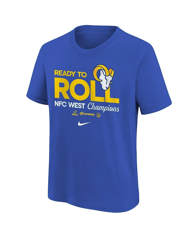 Nike Big Boys and Girls Royal Los Angeles Rams 2024 Nfc West Division Champions Locker Room Trophy Collection T-Shirt