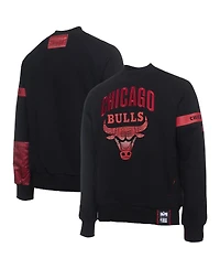 Two Hype X Nba Men's Black Chicago Bulls Culture Hoops Collection Premium Pullover Sweatshirt