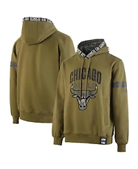 Two Hype X Nba Men's Olive Chicago Bulls Culture Hoops Collection Premium Pullover Hoodie