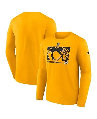 Fanatics Men's Gold Pittsburgh Penguins Authentic Pro Core Collection Secondary Long Sleeve T-Shirt