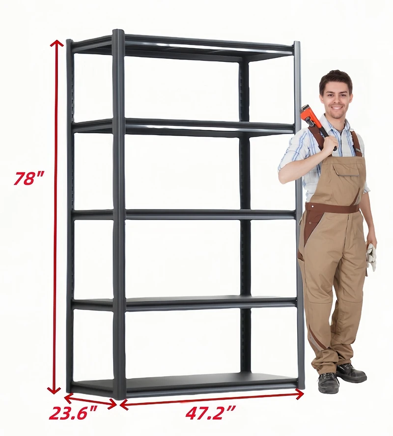 5 Tier Heavy Duty Metal Storage Shelves ,Easy to Assemble ,Adjustable ,Storage Shelves for Basements, Garages and Kitchen