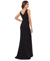 Betsy & Adam Petite Ruffled Boat-Neck Gown