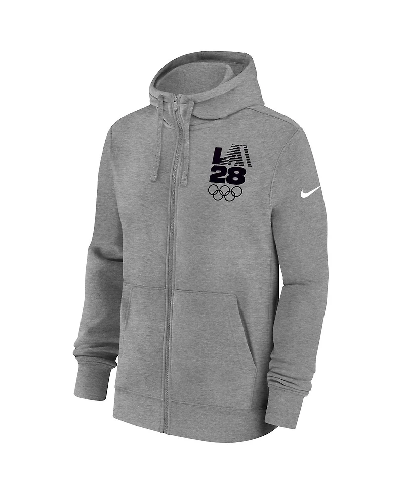 Nike Men's Heather Gray La 2028 Summer Olympics Club Fleece Full-Zip Hoodie