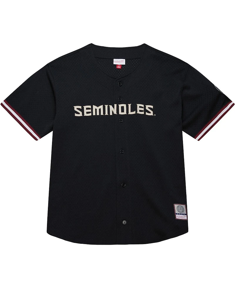 Mitchell & Ness Men's Black Florida State Seminoles On The Clock Full-Button Fashion Jersey