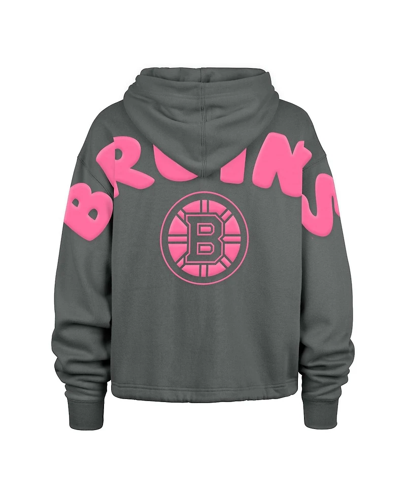 '47 Brand Women's Gray Boston Bruins Bright Side Venice Cropped Pullover Hoodie