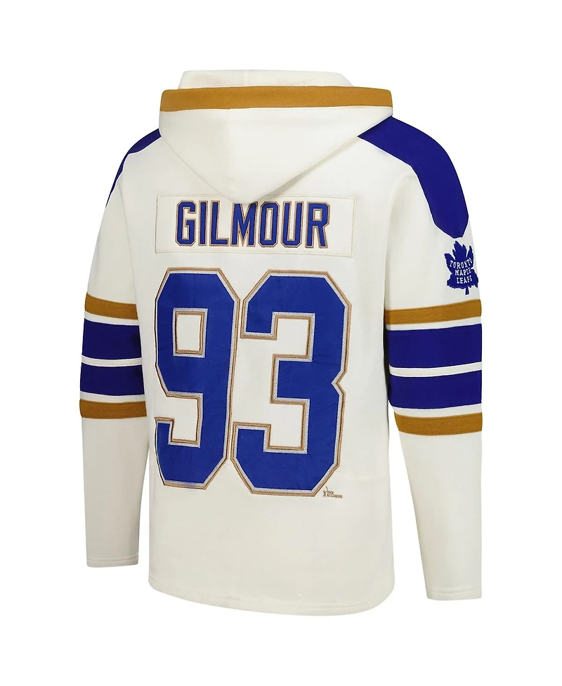 '47 Brand Men's Doug Gilmour Cream Toronto Maple Leaf's Blue Line Heritage Name Number Lace-Up Pullover Hoodie