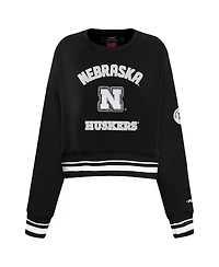 Pro Standard Women's Black Nebraska Huskers Cropped Pullover Sweatshirt