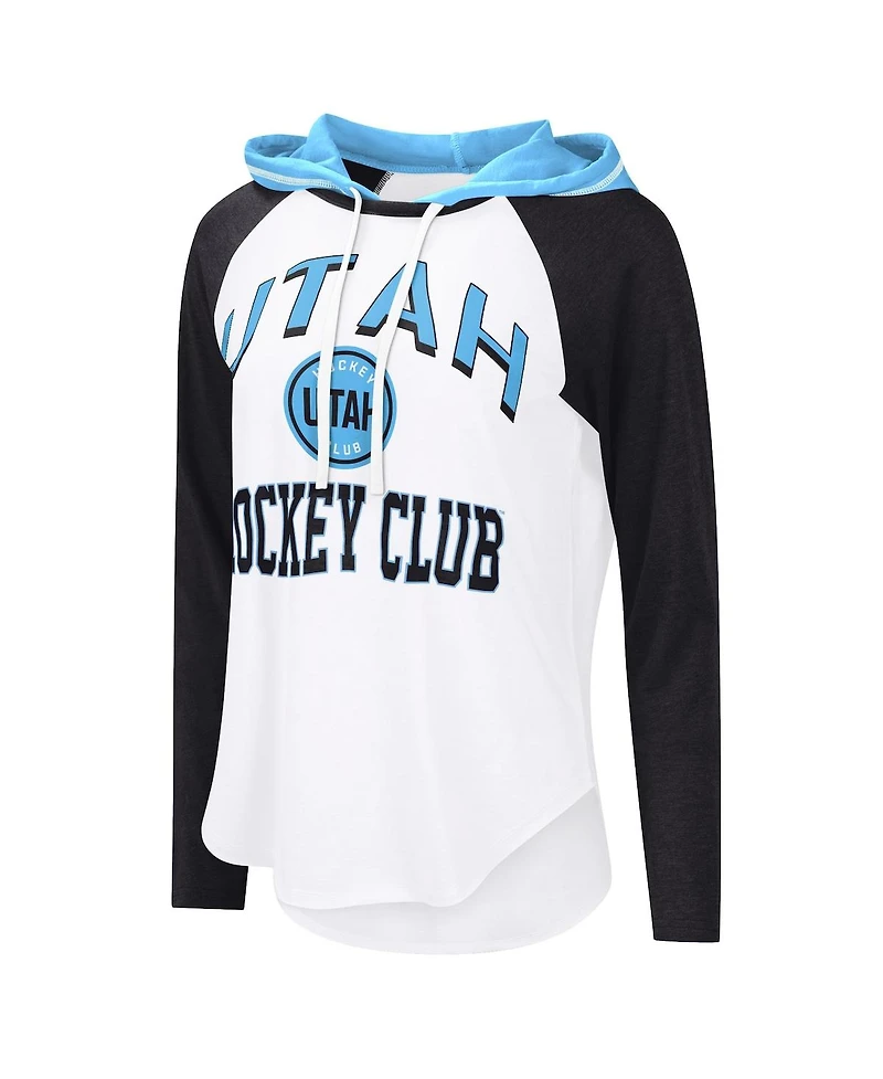 G-iii 4Her by Carl Banks Women's White Utah Hockey Club Vip Raglan Long Sleeve Hoodie T-Shirt
