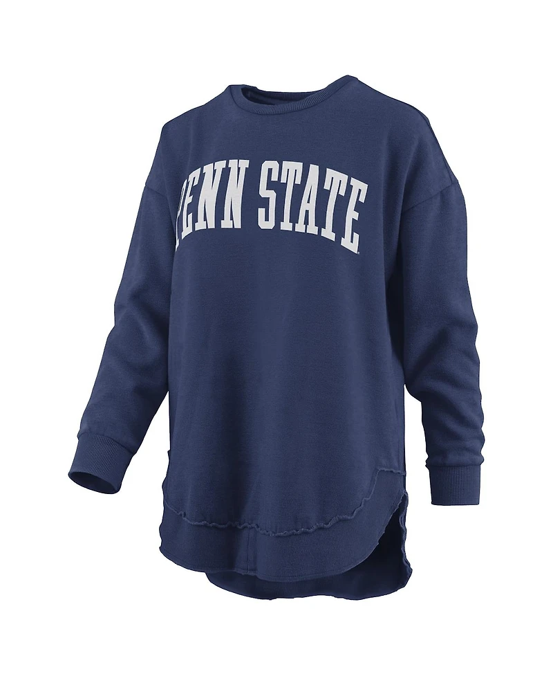 Pressbox Women's Navy Penn State Nittany Lions Melange Poncho Vintage Fleece Long Sleeve Pullover Sweatshirt