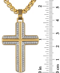 Esquire Men's Jewelry Diamond Cross 22" Pendant Necklace (1/3 ct. t.w.) in Gold-Tone Ion-Plated Stainless Steel