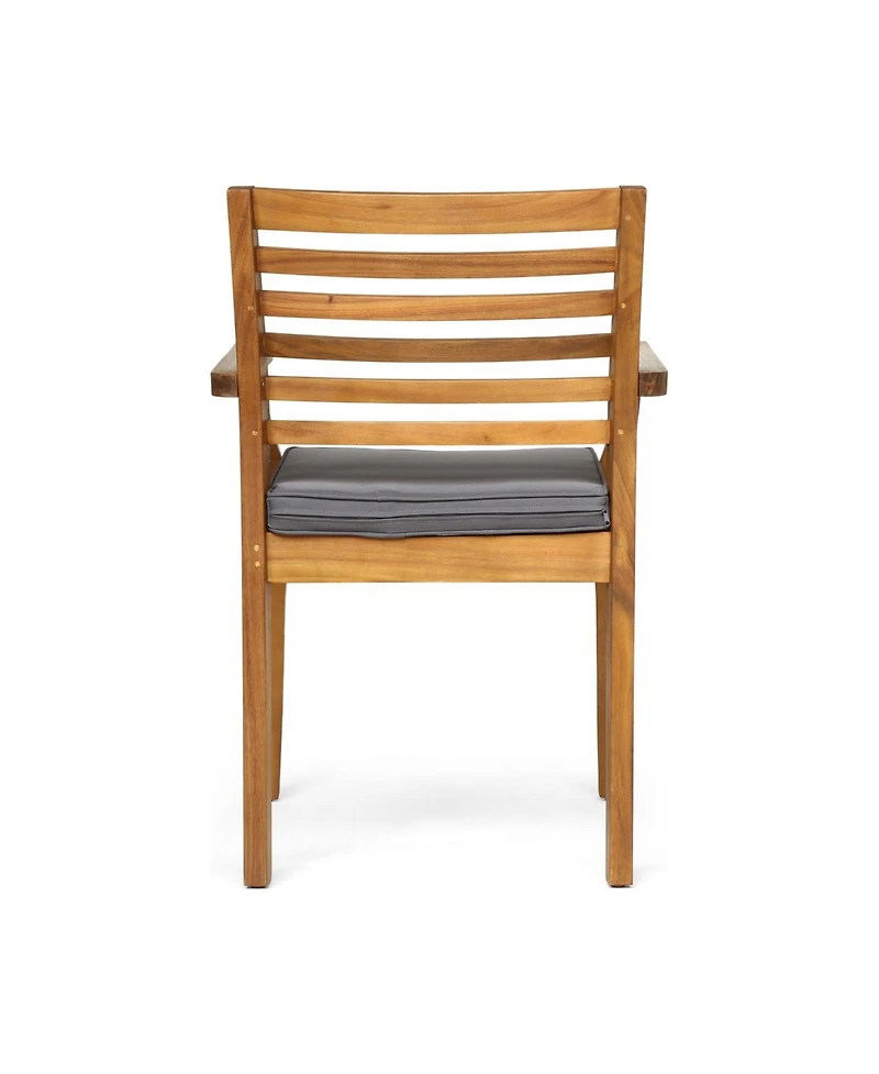 Streamdale Teak & Wicker Patio Dining Chair With Dark Grey Cushion