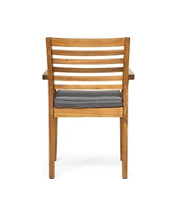 Streamdale Teak & Wicker Patio Dining Chair With Dark Grey Cushion