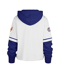 '47 Brand Women's White New York Mets Trifecta Shortstop Cropped Pullover Hoodie