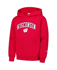 Champion Big Boys and Girls Red Wisconsin Badgers Campus Pullover Hoodie