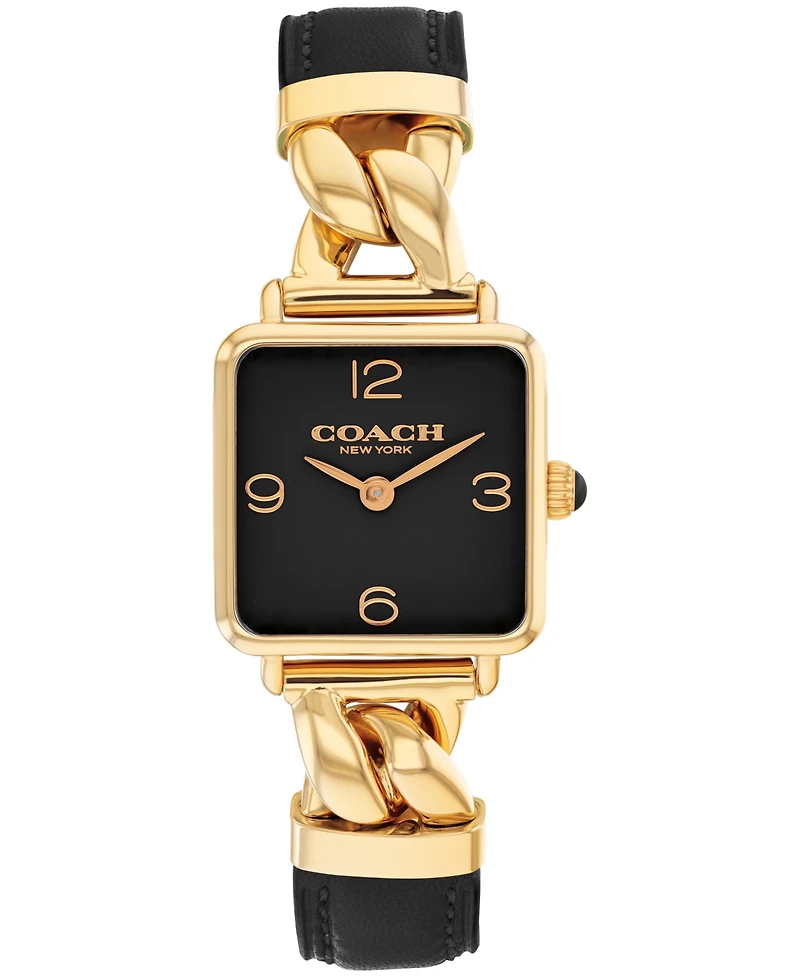 Coach Women's Cass Gold-Tone Stainless Steel and Leather Strap Watch