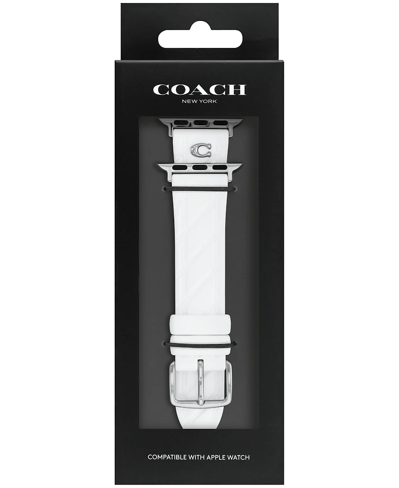 Coach Women's Quilted White Silicone Apple Watch Strap 38mm, 40mm, 41mm