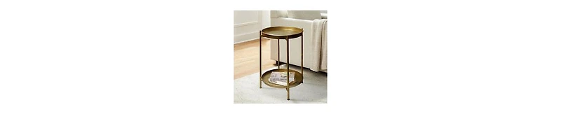 High Round Side Table – 2-Tier Design with Sturdy Iron Frame