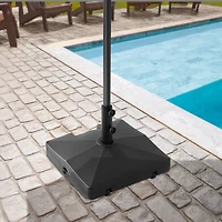 64lb Capacity Fillable Mobile Umbrella Base Stand 2 Wheels and Handle - Brown