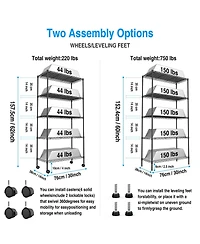 5 Tier Shelf Wire Shelving Unit, Nsf Heavy Duty Wire Shelf Metal Large Storage Shelves Height Adjustable Utility for Garage Kitchen Office Commercial